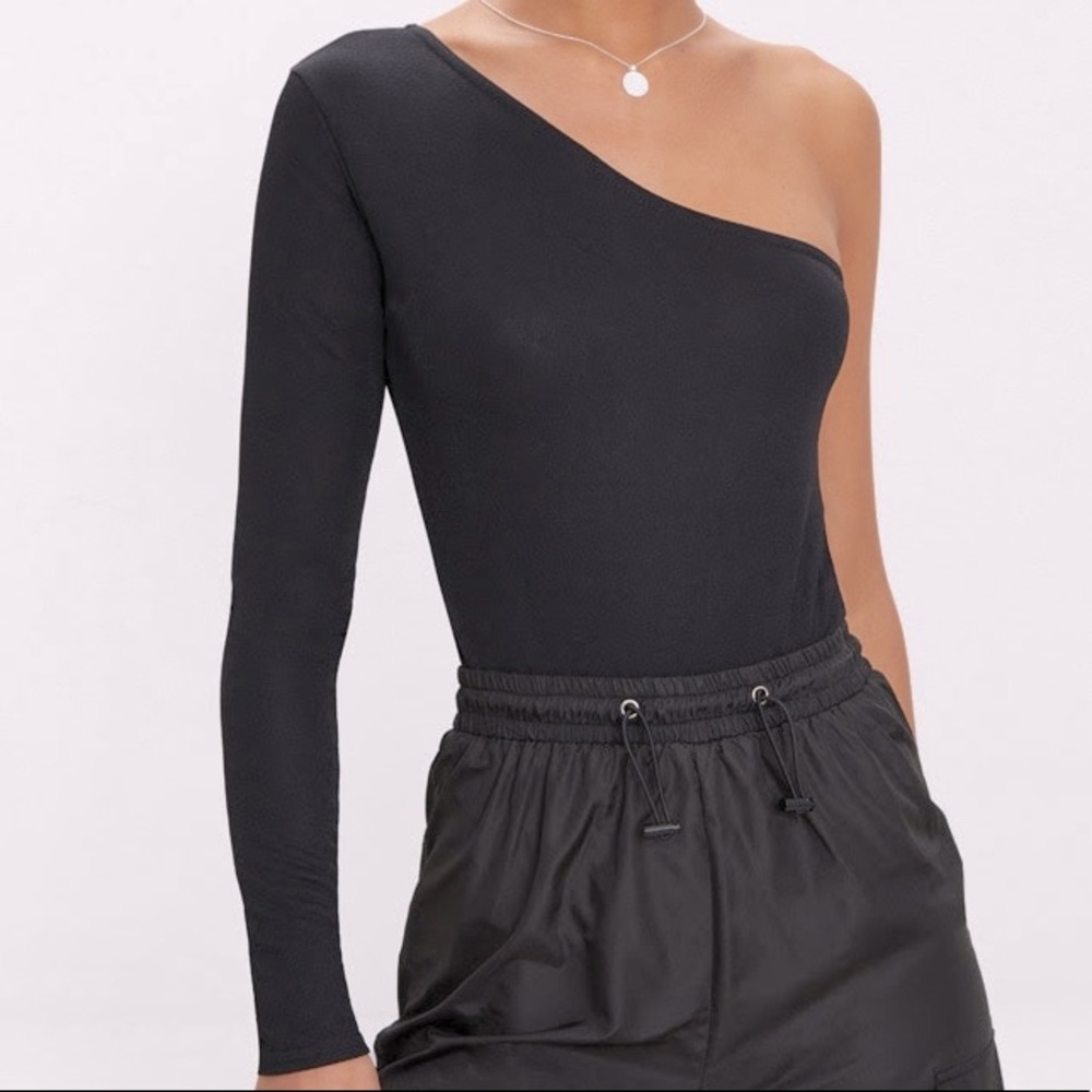 PrettyLittleThing one shoulder black bodysuit